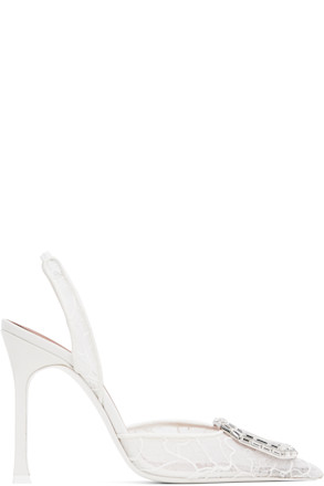 White Camelia Lace Sling 105 Heels