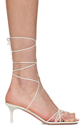 White Lori Lace Up 60 Heeled Sandals