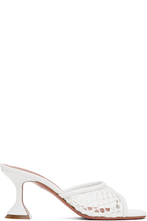 White Lupita Net 70 Heeled Sandals