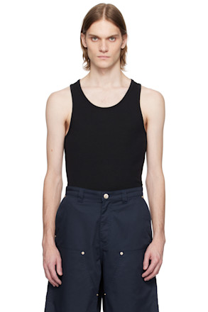 Three-Pack Black Rib Tank Tops