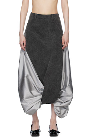 Gray Boletus Midi Skirt