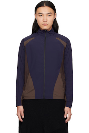 Navy & Brown Zip-Up Track Jacket