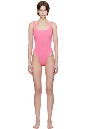 Pink Square Neck Swimsuit