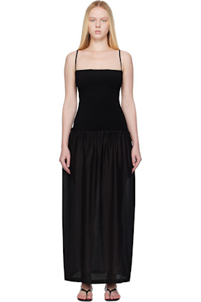 Black Silky Knit Maxi Dress