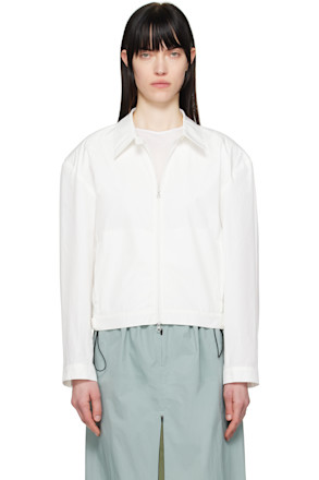 White Cropped Zip-Up Jacket