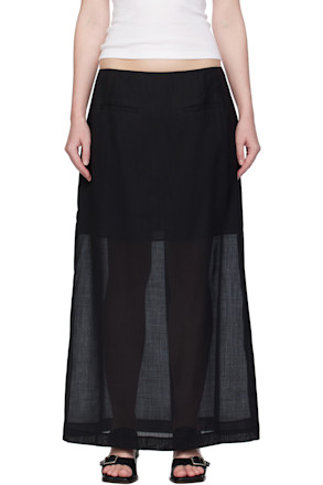 Black Sheer Long Maxi Skirt