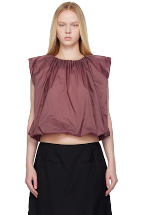 Purple Nylon Volume Shirring Top