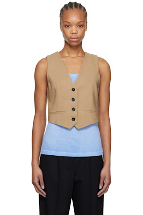 Beige Button Vest
