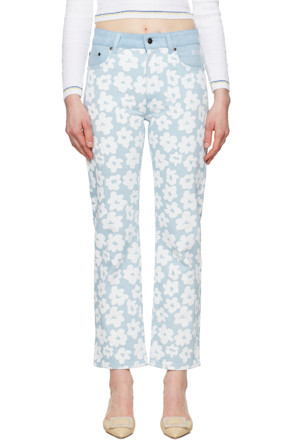 Blue Printed Jeans