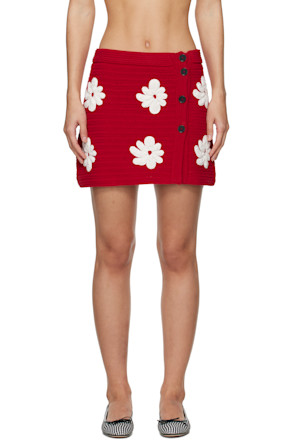 Red Crocheted Miniskirt