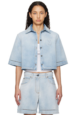 Blue Cropped Denim Shirt