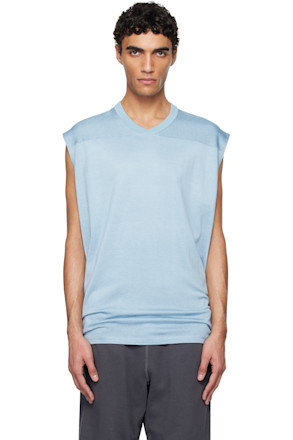 Blue Rayon Cotton N/S Tank Top