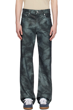 Navy Straight Twist Faux-Nubuck Trousers