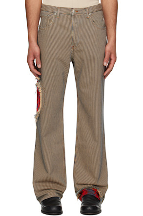 Navy & Beige Jacquard Circle Window Jeans