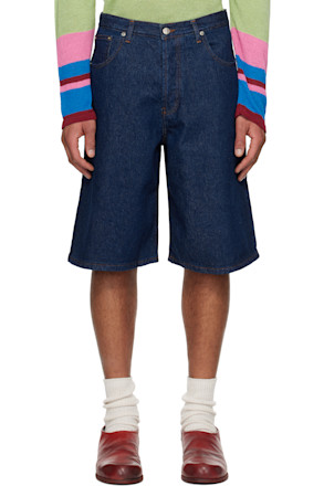 Indigo Lightweight Denim Circle Window Shorts