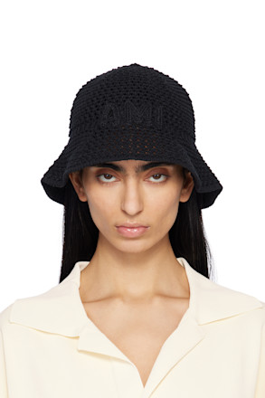 Black Knit 'AMI' Patch Bucket Hat