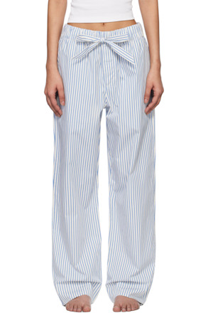 Off-White & Blue Poplin Pyjama Pants