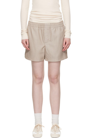 Beige Wool Elasticated Shorts