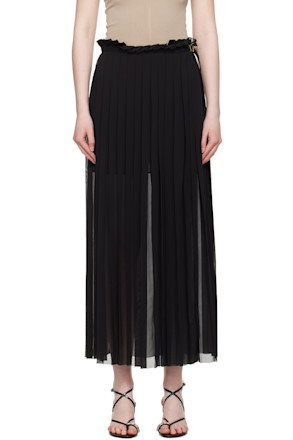 Black Pleated Midi Skirt
