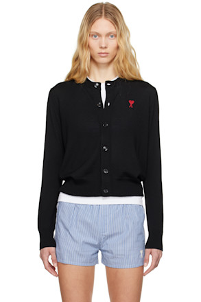 Black Wool Ami de Coeur Cardigan