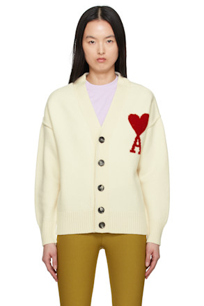 Off-White Wool Ami de Coeur Cardigan