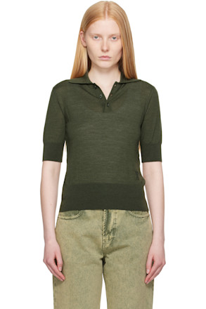 Khaki Wool Tonal Ami de Coeur Polo