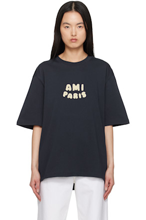 Navy Cotton 'Ami Paris' Patch T-shirt