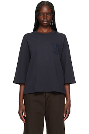 Navy Cotton Ami de Coeur Patch T-shirt