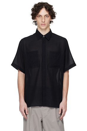Navy Cotton Short Sleeve Shirt