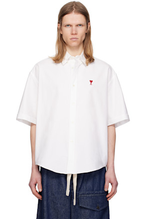 White Cotton Boxy Fit Short Sleeves Shirt