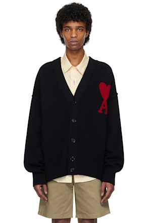 Black Wool Ami de Coeur Cardigan