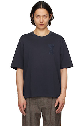 Navy Cotton Ami de Coeur Patch T-Shirt