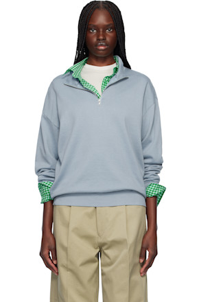 Blue Super High Gauge Half Zip P/O Sweatshirt
