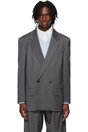 Gray Oversized Double Blazer
