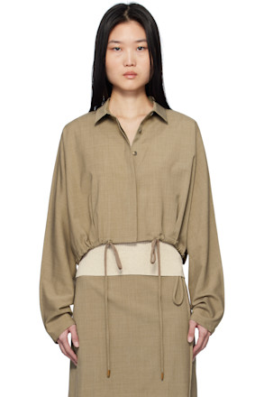 Beige Waist String Short Jacket