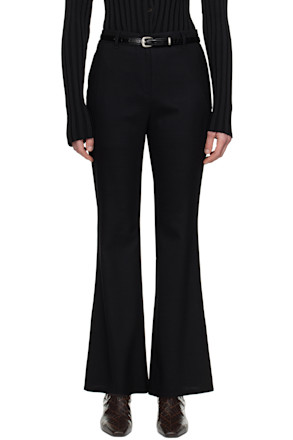 Black Flare Western Belt Trousers
