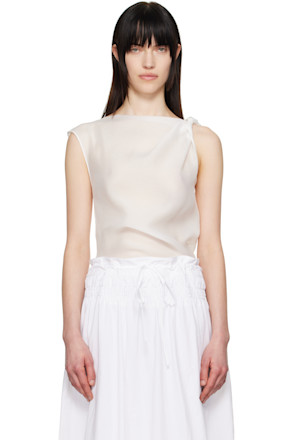 White Asymmetrical Draped Tank Top