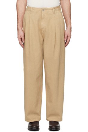 Tan Over-Dyeing Wide Tuck Jeans