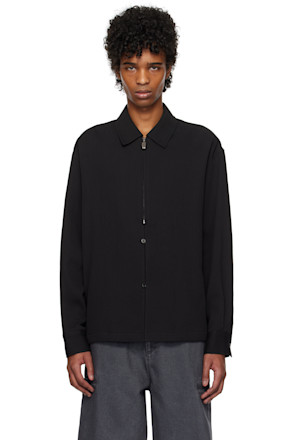 Black Zip & Button Front Jacket