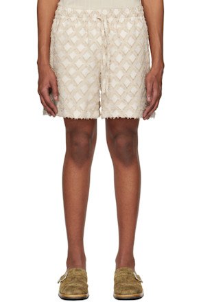 Beige Argyle Jacquard Shorts