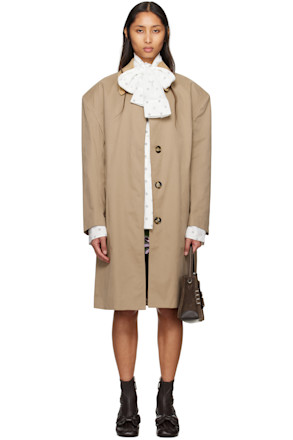 Beige Cotton Coating Mac Coat