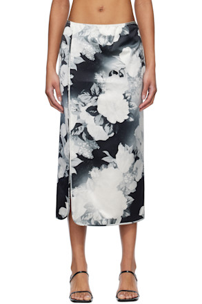 Black & White Slip Midi Skirt