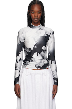 Black & White Long Sleeve Piping Turtleneck