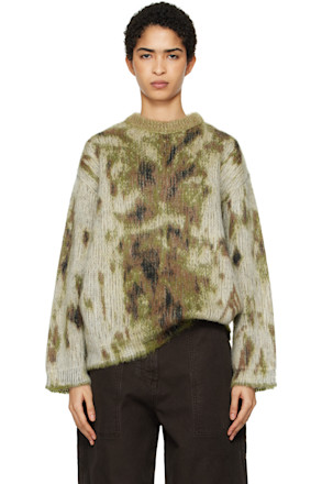 Khaki Abstract Knit Sweater