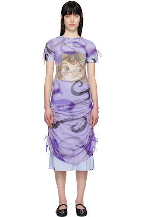 Purple Ballast Short Sleeve Midi Dress