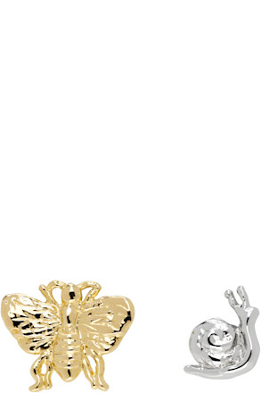Silver & Gold Moth Best Bugs Stud Earrings