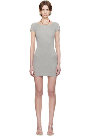 Gray Knitted Shoulder Minidress