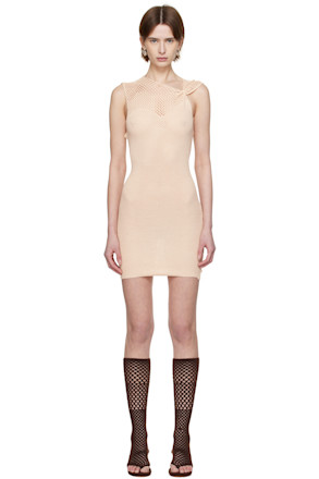 SSENSE Exclusive Off-White One Pinch Shoulder Crocheted Minidress