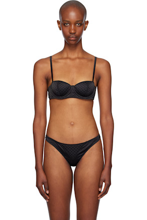 Black Quilted Luxe Balconette Bra
