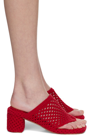 SSENSE Exclusive Red Knit Heeled Sandals